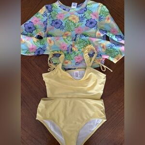 EUC Rufflebutts 3 piece swim tropical floral size 16